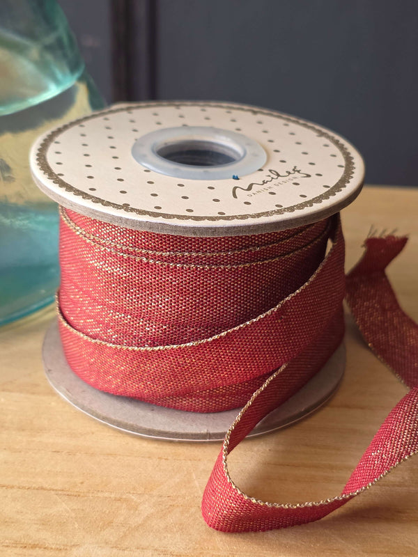 Maileg, Ribbon - Red/Gold (10 m)