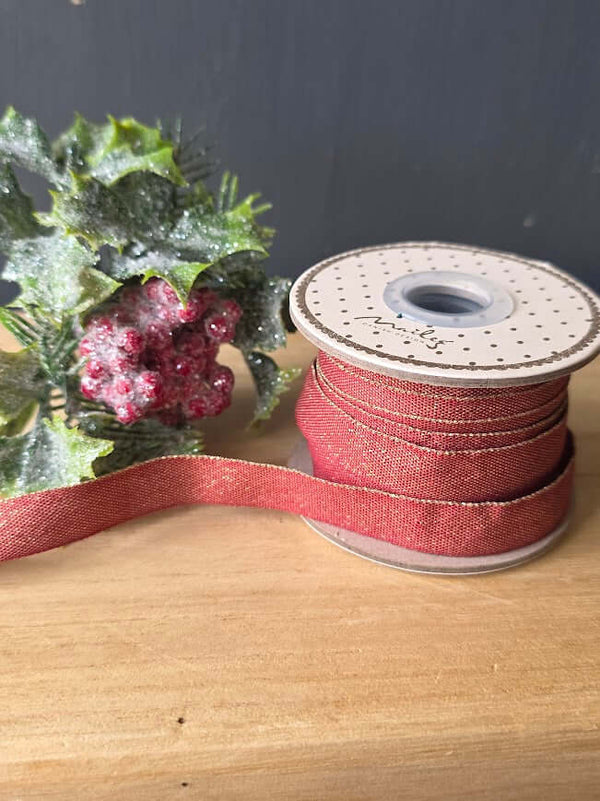 Maileg, Ribbon - Red/Gold (10 m)