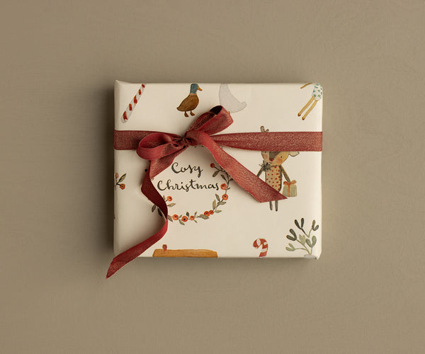 PRE-ORDER Maileg, Ribbon, Dusty Red/Gold 10M **DUE SEPT**