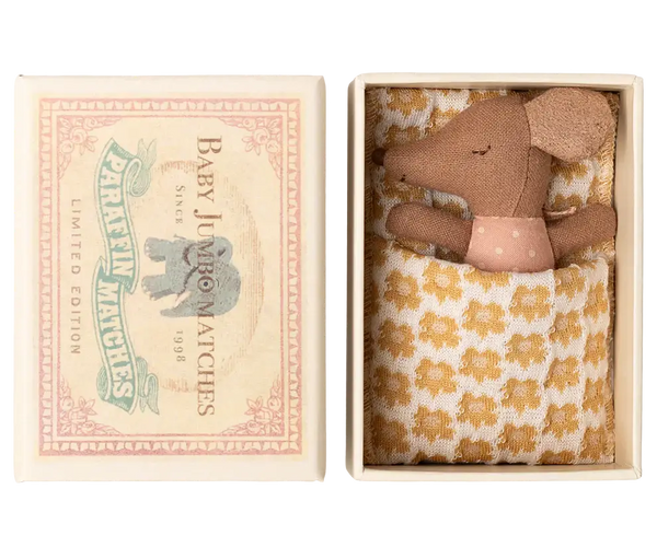 *PRE-ORDER* Maileg, Sleepy Wakey Baby Mouse in Matchbox - Rose (DUE LATE OCT)