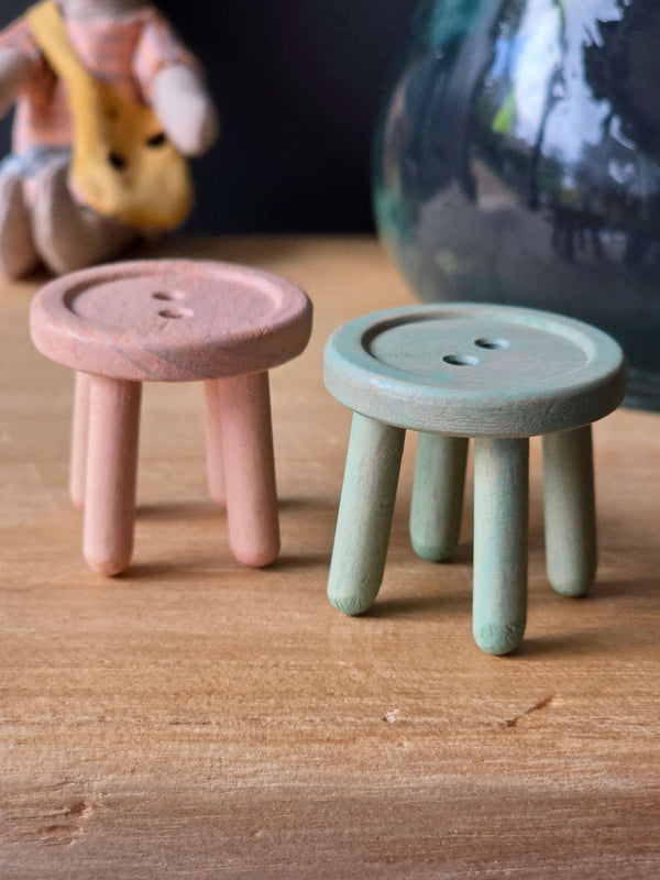 Maileg, Stool Set, Mouse - Light Rose/Light Mint