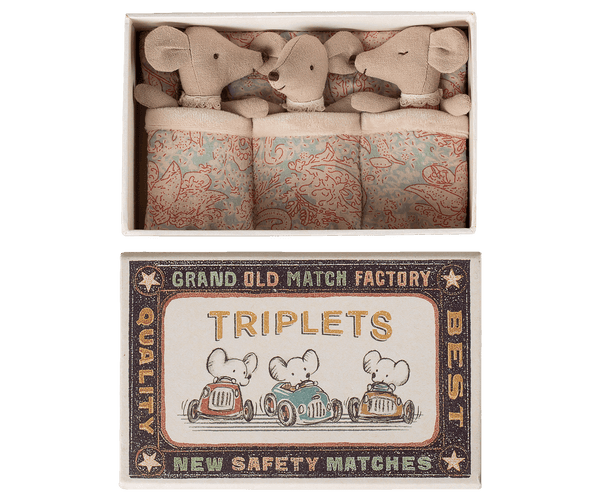 Maileg, Triplets, Baby Mice in Matchbox - Checker