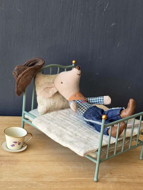 Maileg, Vintage Single Bed, Mouse - Mint