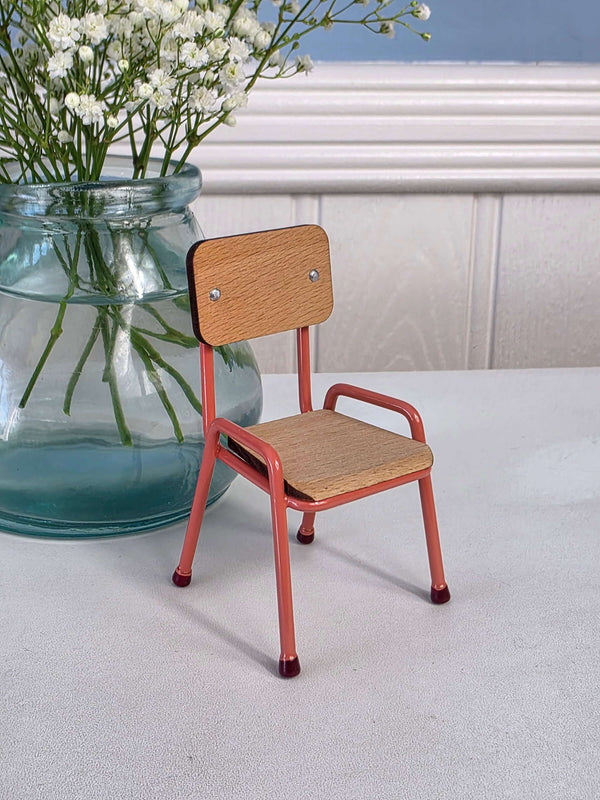 Maileg, Wooden Chair, Mouse - Coral