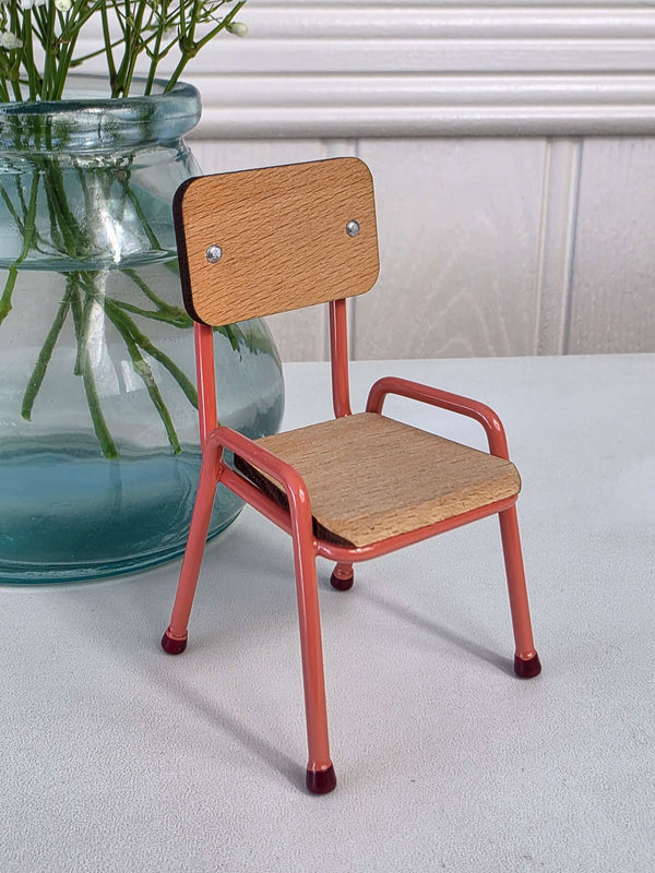 Maileg, Wooden Chair, Mouse - Coral