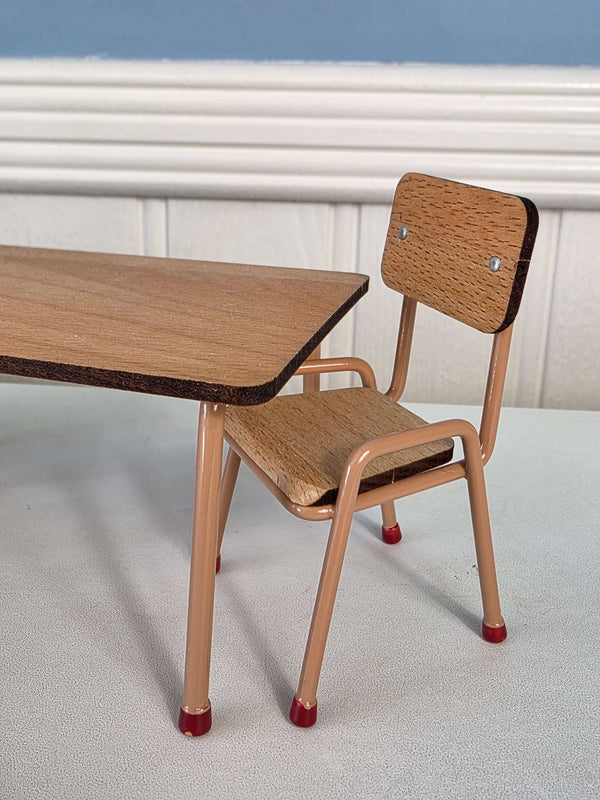 Maileg, Wooden Table & Chair set, Mouse - Dark Powder