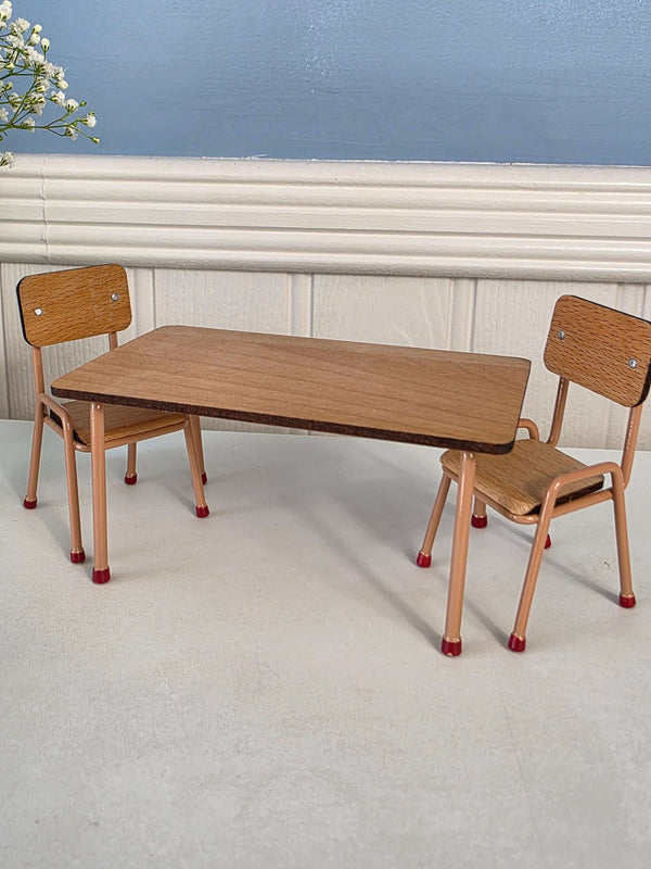 Maileg, Wooden Table & Chair set, Mouse - Dark Powder