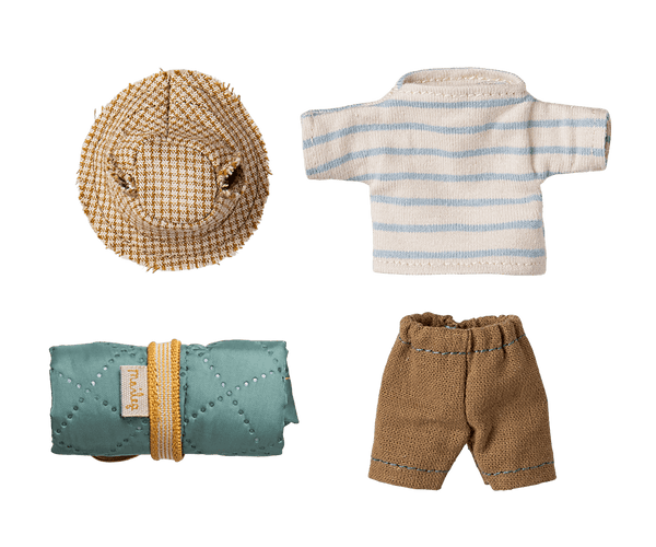 Maileg, Hank the Big Brother Hiking Mouse in Blue Top