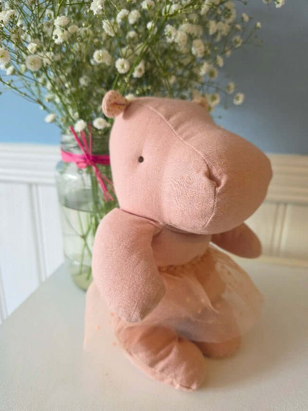 Maileg, Safari Friends, Hippo w. Tutu, Small - Soft Rose