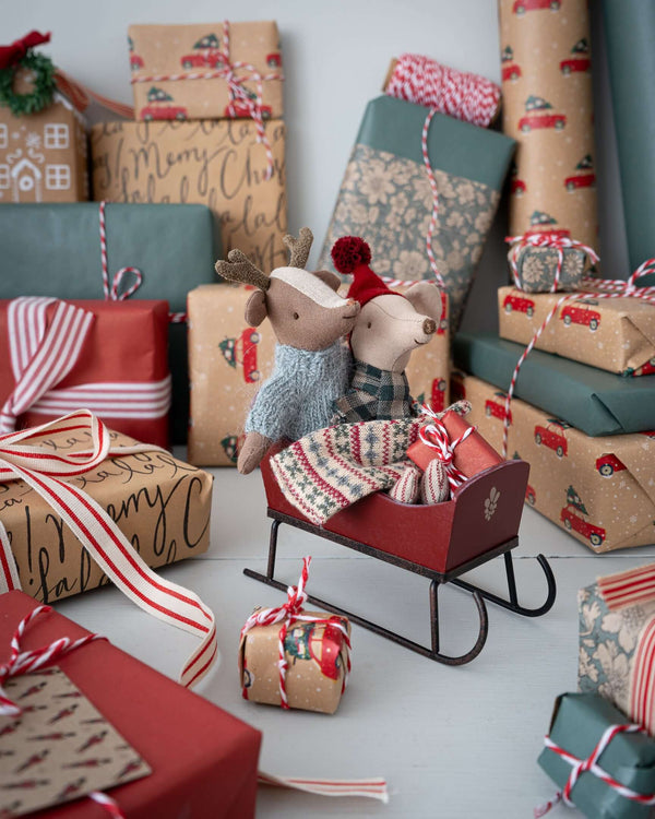 Maileg, Sleigh, Mouse - Red