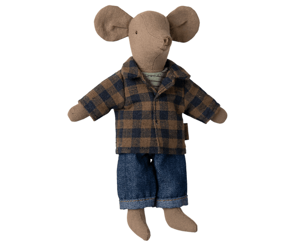 Maileg, Dad Mouse in Blue Checked Shirt