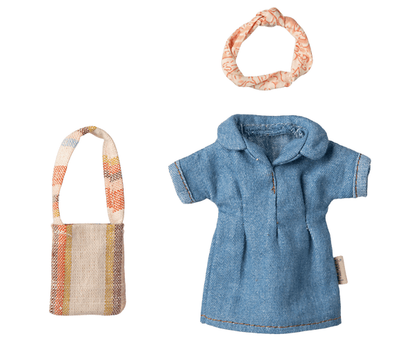 Maileg, Denim Dress, Headband & Bag, Mum Mouse