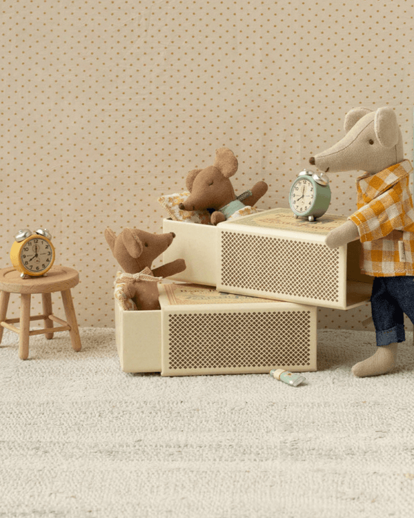 Maileg, Sleepy Wakey Baby Mouse in Matchbox - Rose
