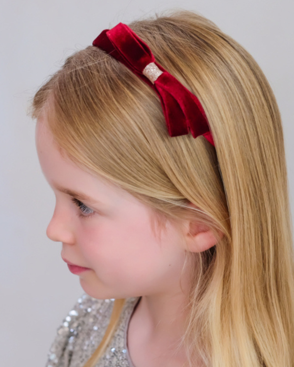 Mimi & Lula, Violet Bow Headband - Burgundy