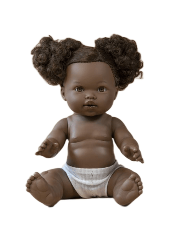 Mini Colettos, Jedda (African Girl Doll with Brown Eyes & Pigtails)