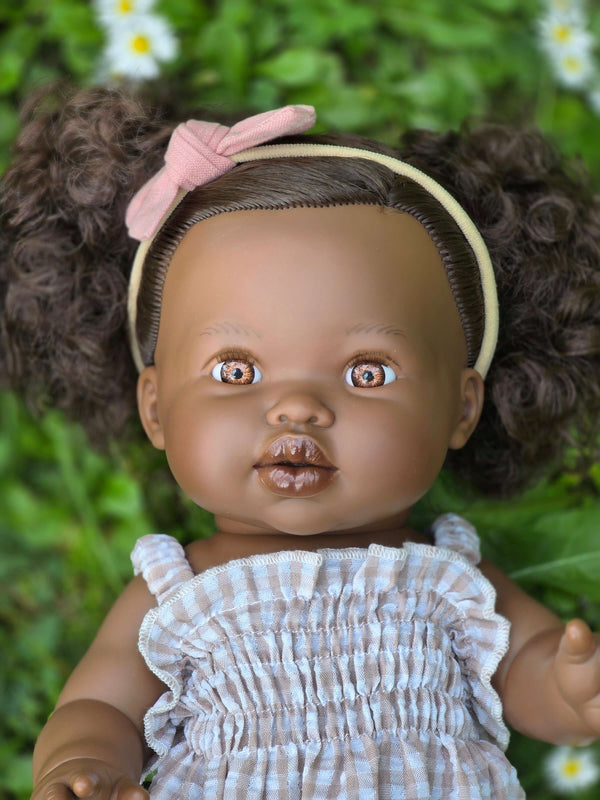 Mini Colettos, Jedda (African Girl Doll with Brown Eyes & Pigtails)