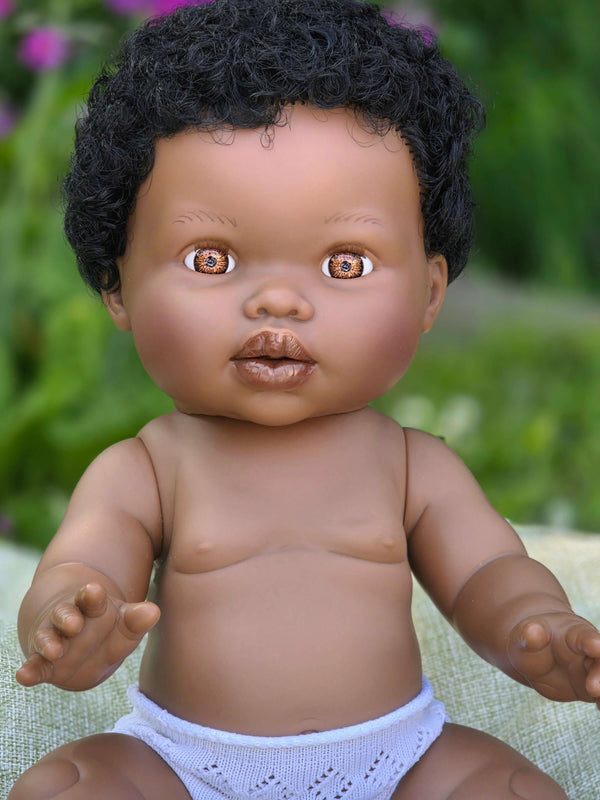 Mini Colettos, Satchel (African Boy Doll with Short Hair)