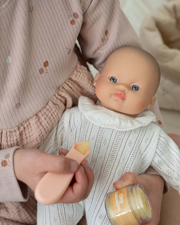 Tiny Harlow, Tiny Tummies Peach Jelly Jar and Spoon Set