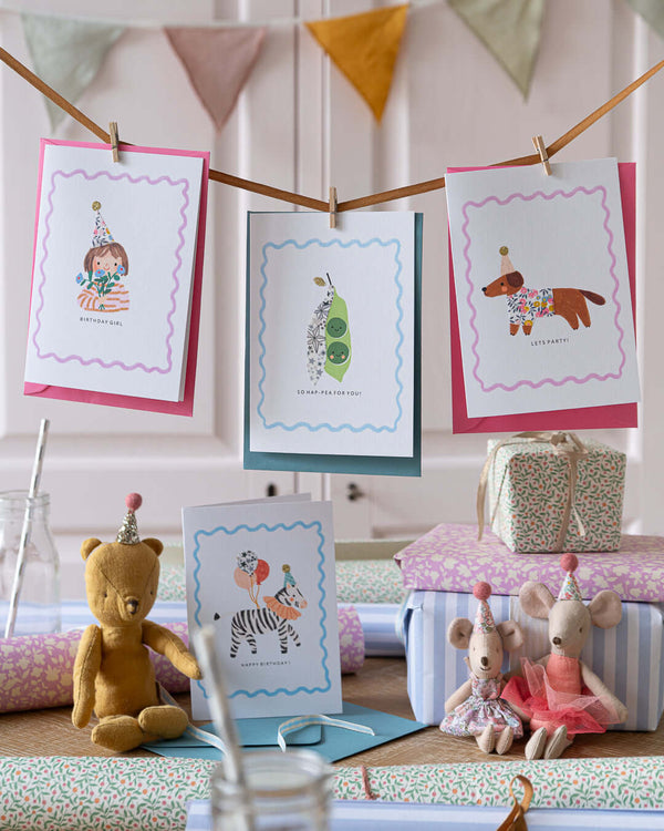 The Charming Press, Liberty Sausage Dog Birthday Card - Wiltshire Bud