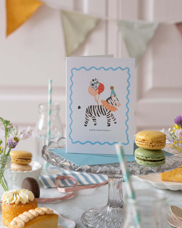 The Charming Press, Liberty Zebra Birthday Card - Wiltshire Bud