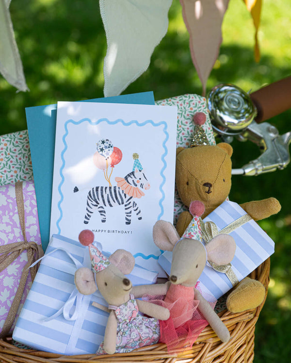 The Charming Press, Liberty Zebra Birthday Card - Wiltshire Bud