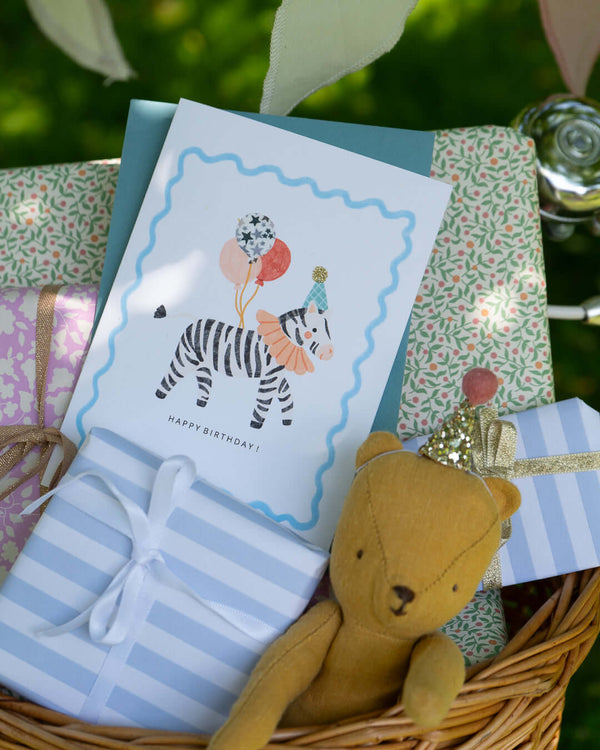 The Charming Press, Liberty Zebra Birthday Card - Wiltshire Bud