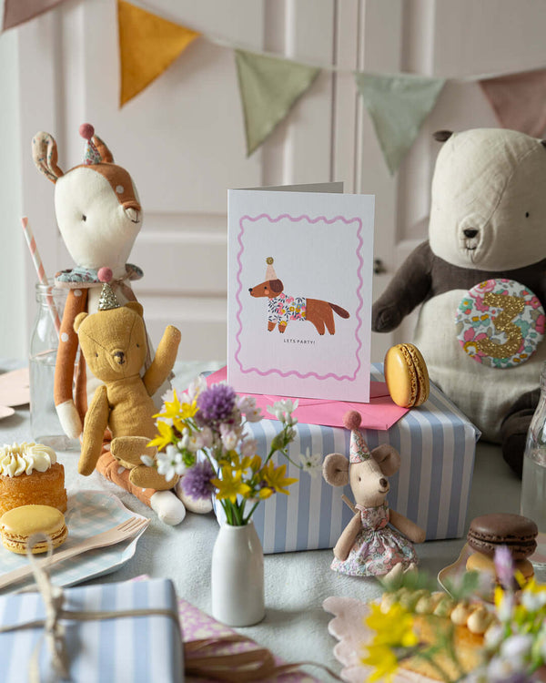 The Charming Press, Liberty Sausage Dog Birthday Card - Wiltshire Bud