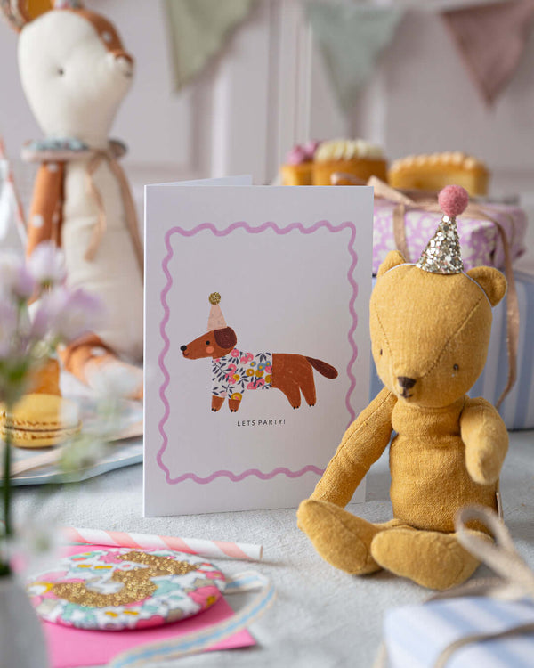 The Charming Press, Liberty Sausage Dog Birthday Card - Wiltshire Bud