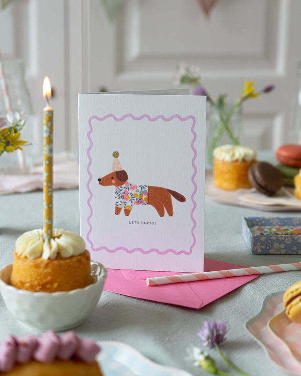 The Charming Press, Liberty Sausage Dog Birthday Card - Wiltshire Bud