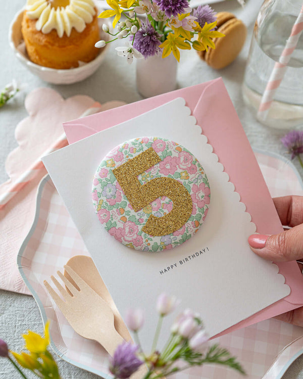 The Charming Press,Liberty Birthday Badge Age 5 - Betsy Blue