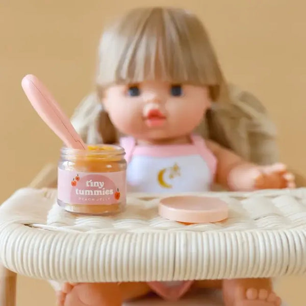 Tiny Harlow, Tiny Tummies Peach Jelly Jar and Spoon Set