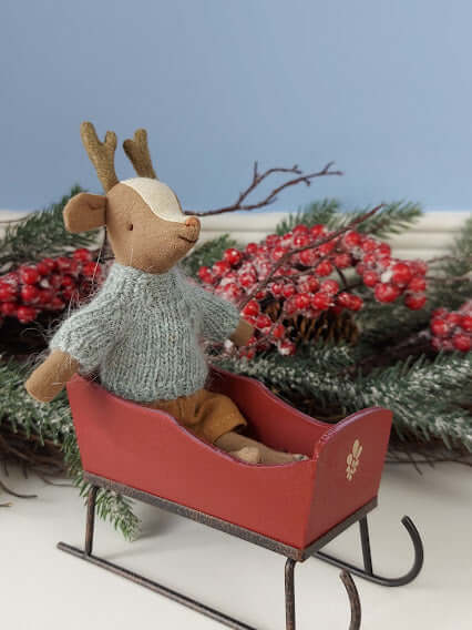 Maileg, Sleigh, Mouse - Red