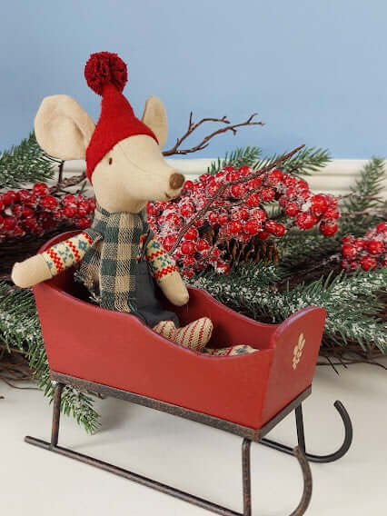 Maileg, Sleigh, Mouse - Red