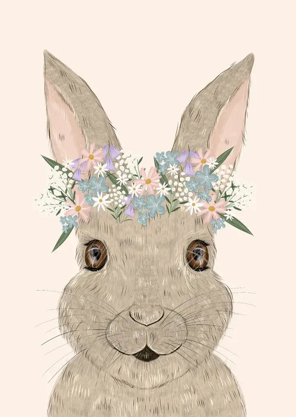 Abel and the Label, Floral Bunny Children's Art Print
