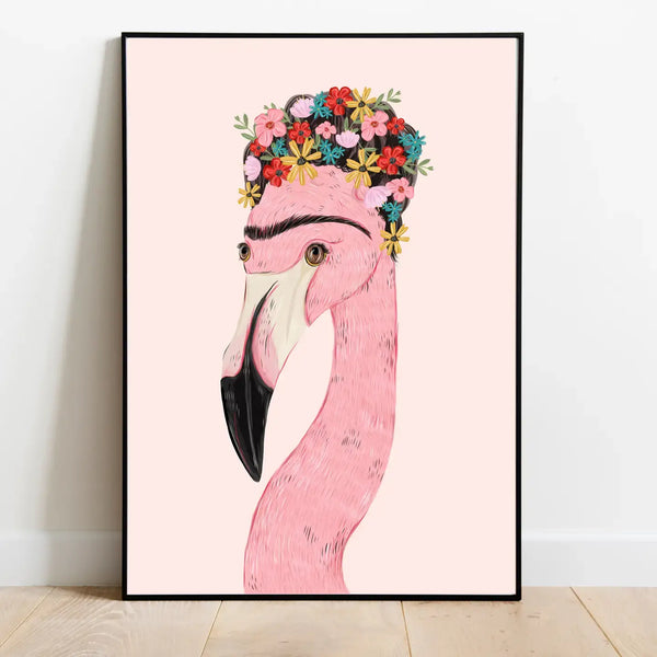 Abel and the Label, Frida the Flamingo Art Print - Unframed