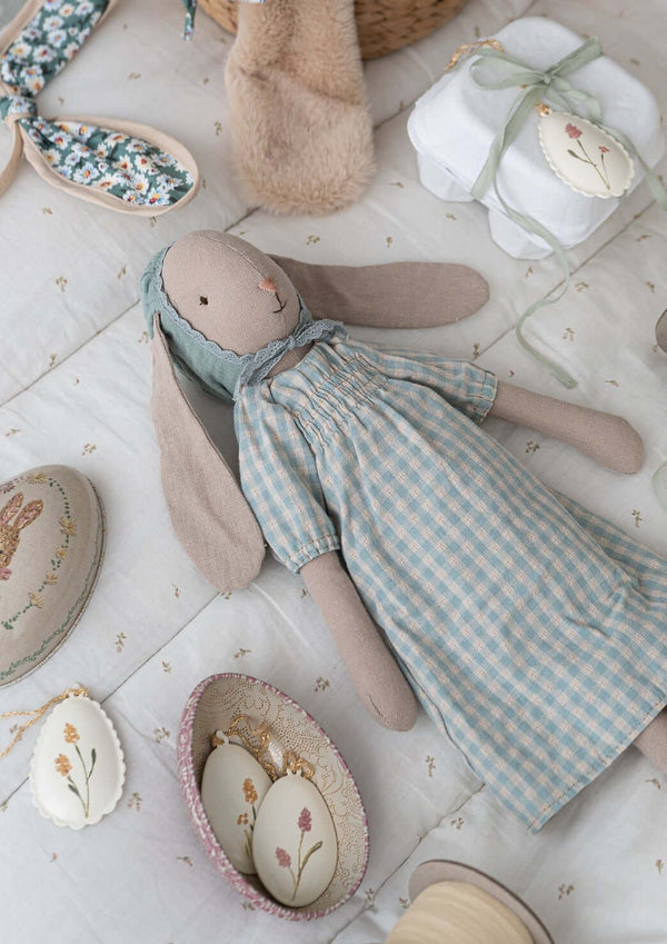 Maileg, Bluebell Size 3 Bunny in Blue Dress and Bonnet