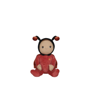 Olli Ella Lola Ladybug doll with red suit and black hood, ready for adventurous playtime fun.