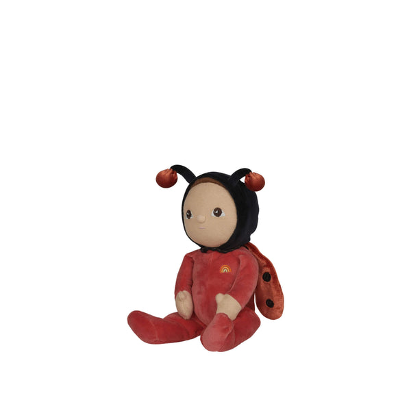 Lola Ladybug Dinky Dinkum Doll in red suit with velvet wings, ready for adventures with Backyard Buddies.