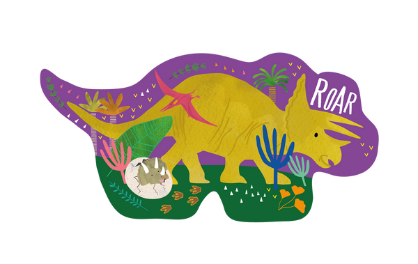 Floss and Rock,  Dinosaur Shaped Jigsaw (12 Piece)