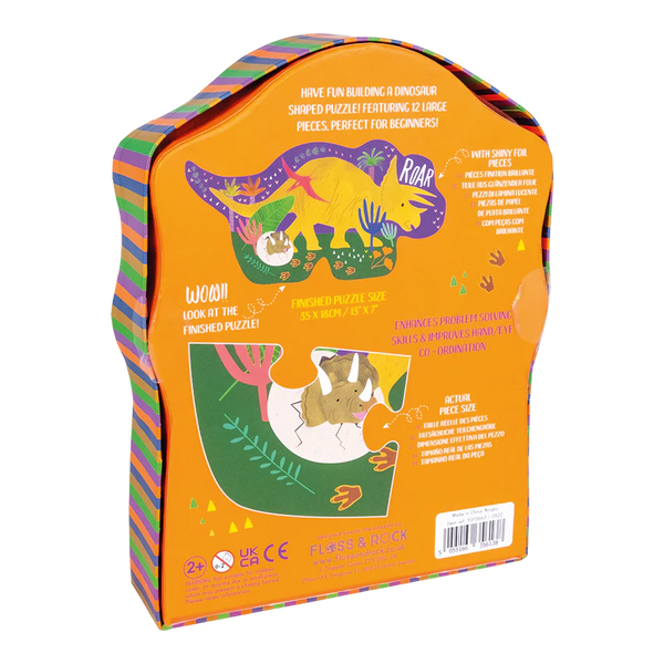 Floss and Rock,  Dinosaur Shaped Jigsaw (12 Piece)