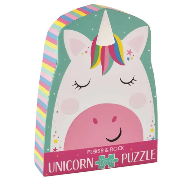 Floss and Rock, Rainbow Unicorn Shaped Jigsaw - (12 Piece)