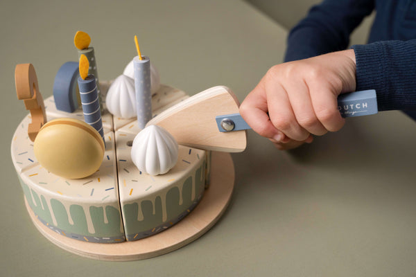 Little Dutch, Wooden Birthday Cake - Blue