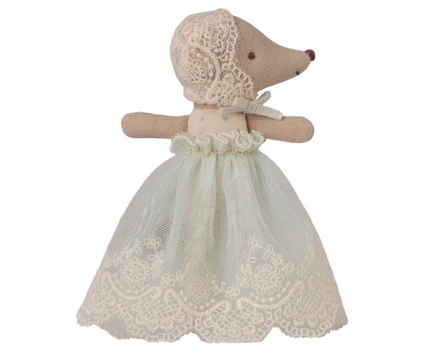 PRE-ORDER Maileg, Baby Mouse in Gown - Mint **Due Late June**