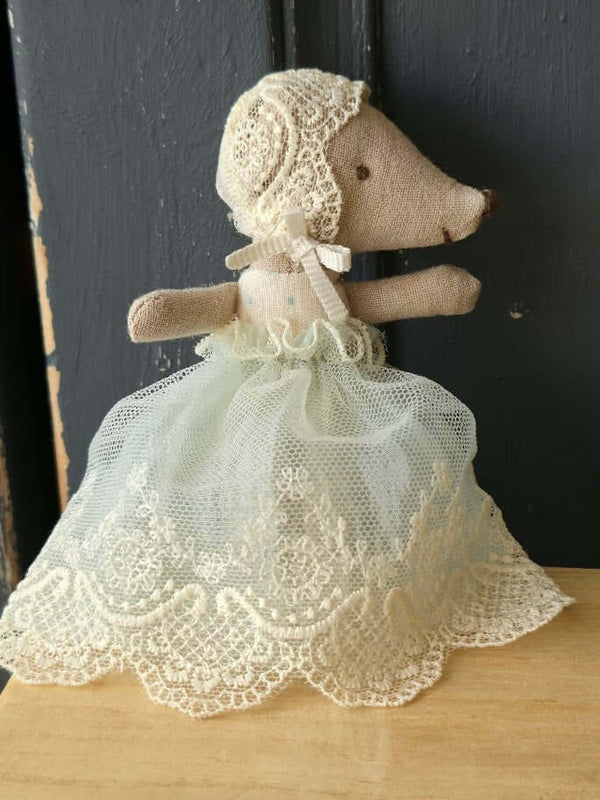 Maileg, Baby Mouse in Gown - Mint