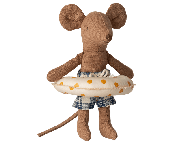 PRE-ORDER Maileg, Beach Mouse with Float, Little Brother - Yellow Dots **Due April**