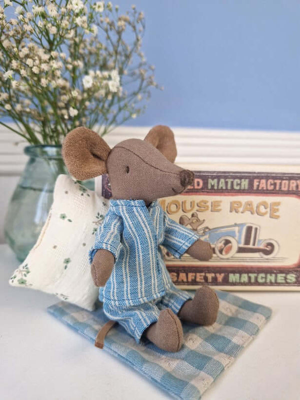 Maileg, Big Brother Mouse w Matchbox in Nightwear