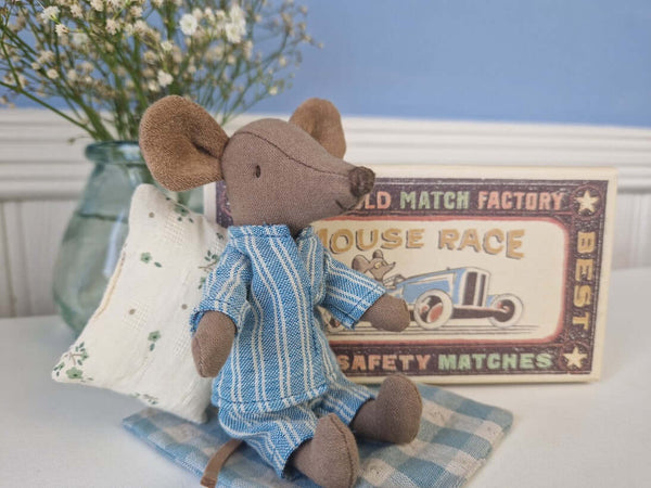 Maileg, Big Brother Mouse w Matchbox in Nightwear