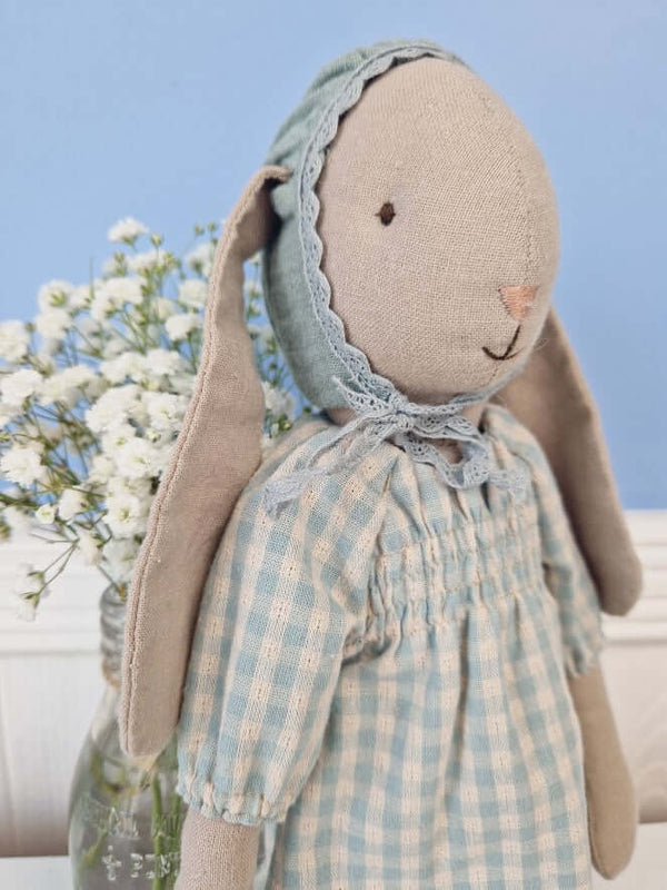 Maileg, Bluebell Size 3 Bunny in Blue Dress and Bonnet