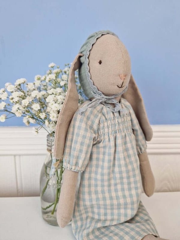 Maileg, Bluebell Size 3 Bunny in Blue Dress and Bonnet