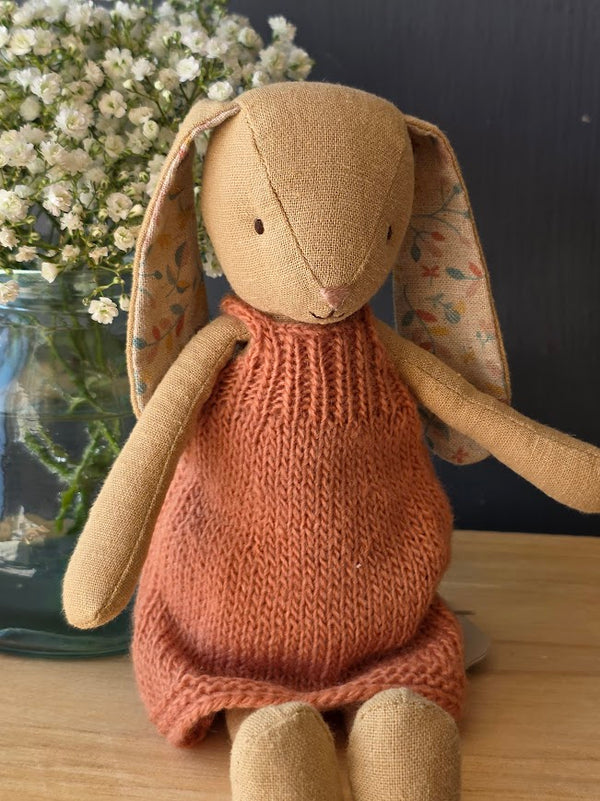 Maileg, Bunny, Size 2 - Cream Yellow - Knitted Dress